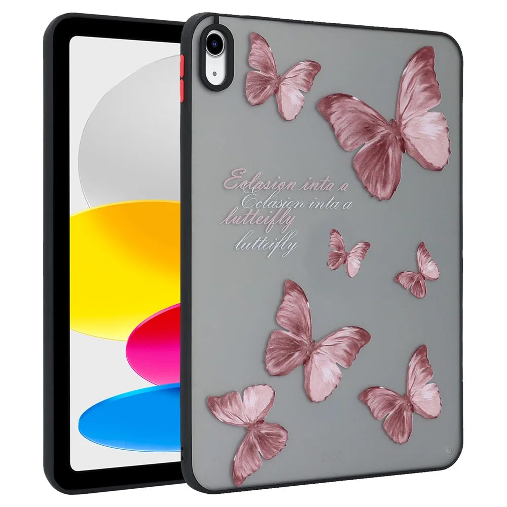 For iPad (2025) / 10.9 (2022) Soft TPU Tablet Case Pattern Printing Skin-Touch Back Cover - Butterfly - 1