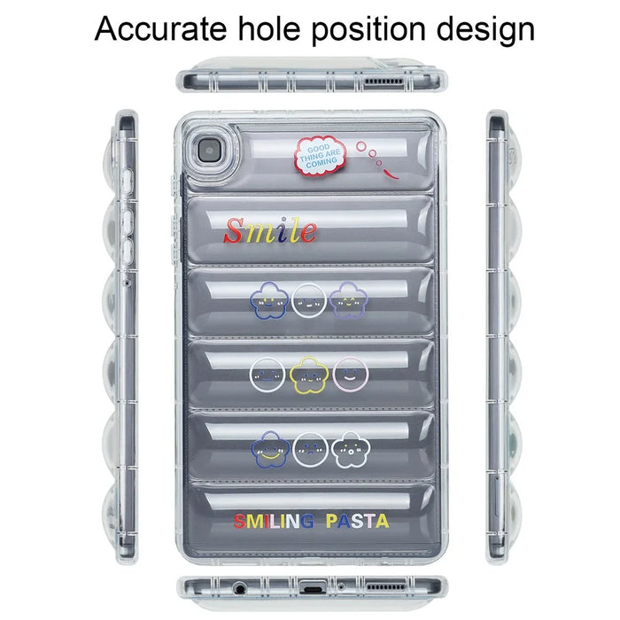For Samsung Galaxy Tab A7 Lite 8.7-inch T220 T225 TPU Tablet Case Clear Down Jacket Design Pattern Printed Cover - Cloud Smiling Faces - 7