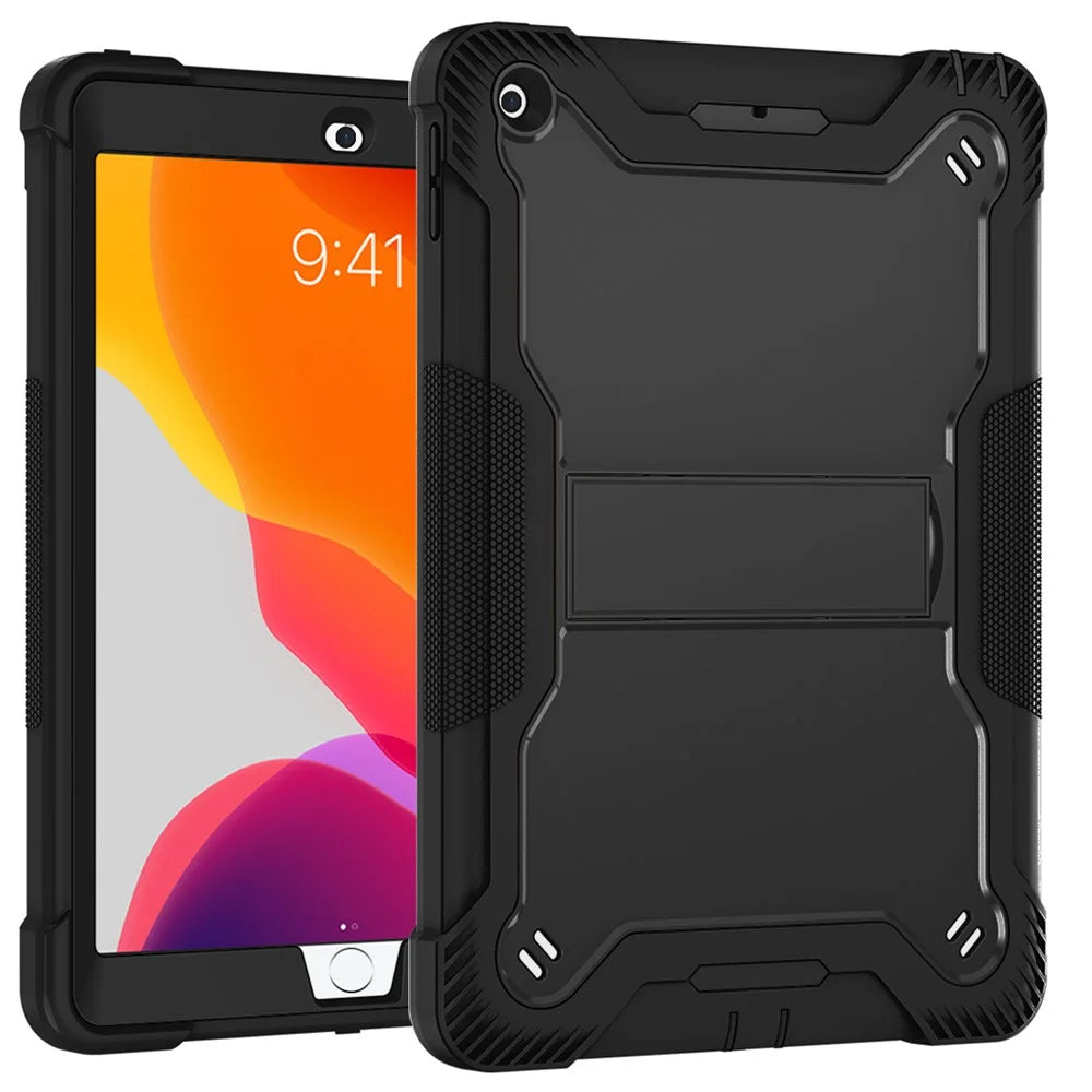 Kickstand Shockproof Cover for iPad 10.2 (2019) / (2020) / (2021) , Silicone + PC Tablet Case - Black - 2