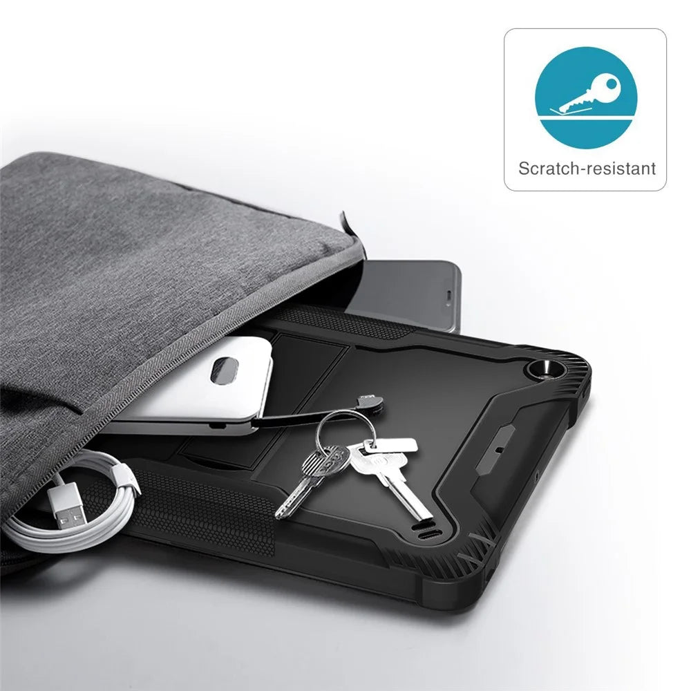 Kickstand Shockproof Cover for iPad 10.2 (2019) / (2020) / (2021) , Silicone + PC Tablet Case - Black - 4