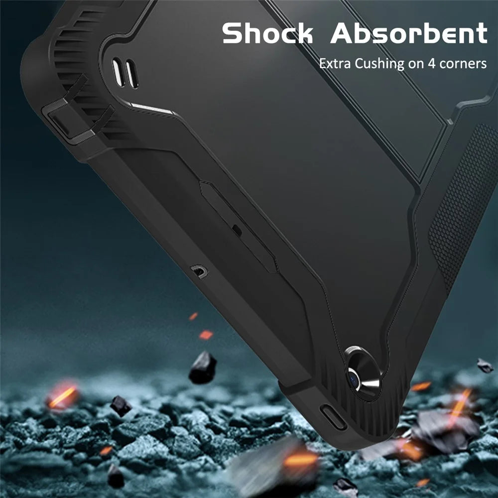 Kickstand Shockproof Cover for iPad 10.2 (2019) / (2020) / (2021) , Silicone + PC Tablet Case - Black - 7