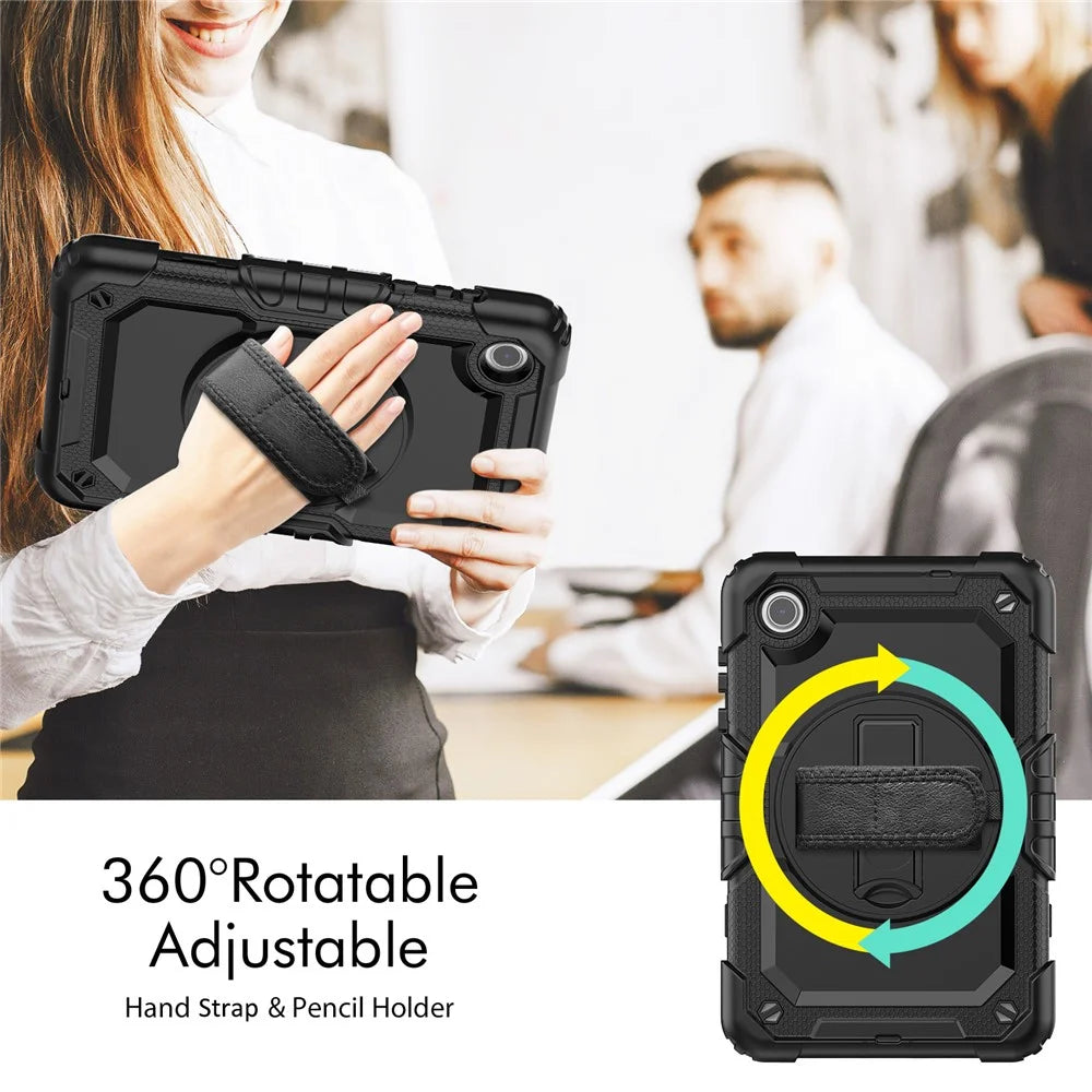 For Lenovo Tab M8 (4th Gen) 2024 TB-301XU / M8 (4th Gen) 2023 TB-300FU Silicone+PC Case Kickstand with PET Screen Film - Black - 3