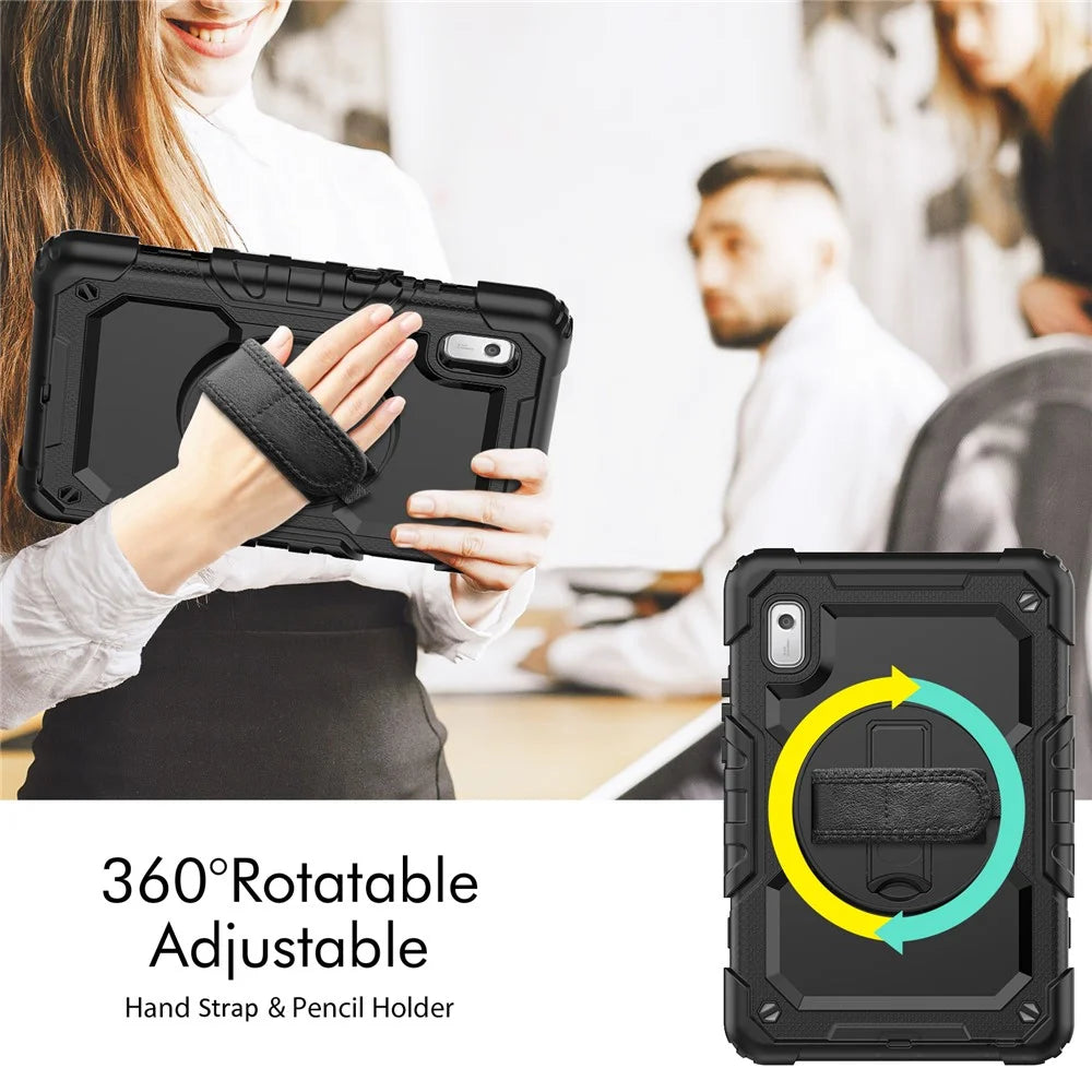 Kickstand Tablet Case for Lenovo Tab M9 TB-310FU / K9 9" TB310 2023 Hand Strap Silicone+PC Tablet Cover with Shoulder Strap PET Screen Film - Black - 3