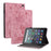 For Amazon Fire 7 (2022) PU Leather Stand Cover Butterfly Rose Imprinted Anti-drop Tablet Case with Card Slots - Pink - 1
