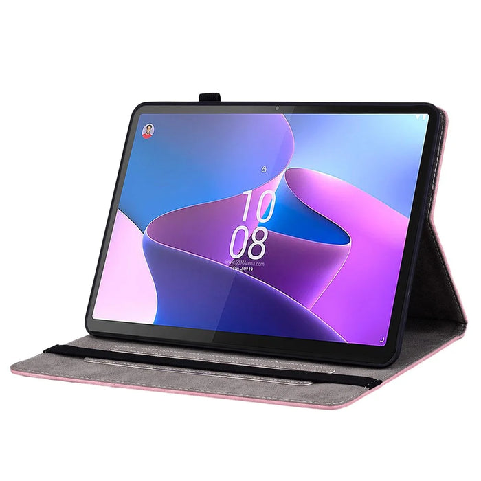 For Lenovo Tab P11 Gen 2 11.5" Card Holder Tablet Case Imprinted PU Leather Tablet Cover with Stand - Pink - 2