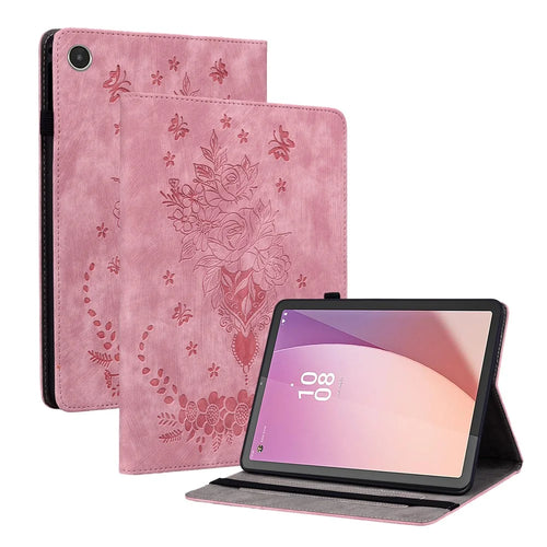 For Lenovo Tab M8 (4th Gen) 2024 TB-301XU / M8 (4th Gen) 2023 TB-300FU Stand Tablet Case Imprinted PU Leather Card Holder Tablet Cover - Pink - 1