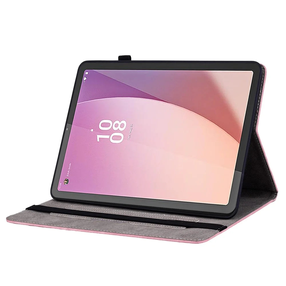 For Lenovo Tab M8 (4th Gen) 2024 TB-301XU / M8 (4th Gen) 2023 TB-300FU Stand Tablet Case Imprinted PU Leather Card Holder Tablet Cover - Pink - 2
