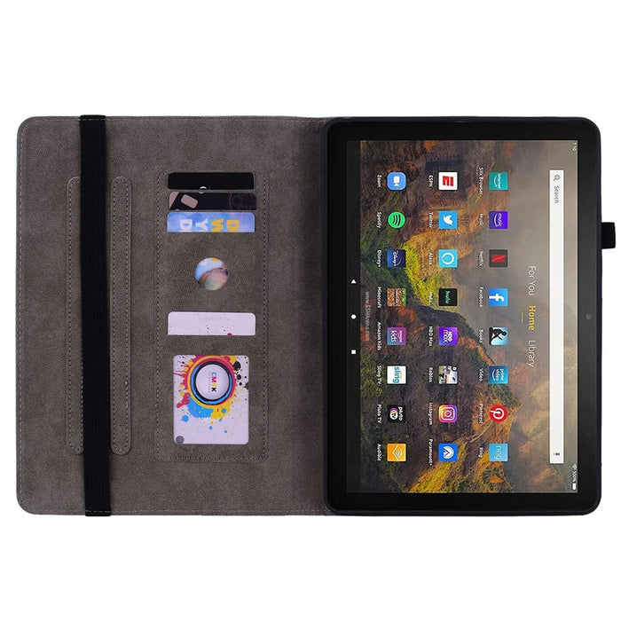 Tablet Cover for Amazon Fire HD 10 (2021) / HD 10 Plus (2021) Auto Wake / Sleep Imprinted PU Leather Stand Case - Pink - 3