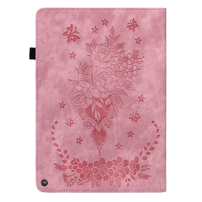 Tablet Cover for Amazon Fire HD 10 (2021) / HD 10 Plus (2021) Auto Wake / Sleep Imprinted PU Leather Stand Case - Pink - 7