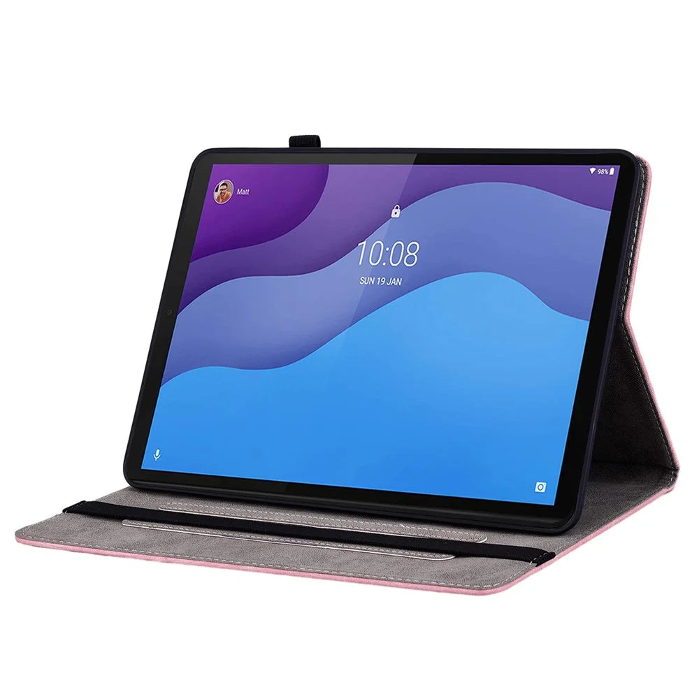 PU Leather Case for Lenovo Tab M10 HD Gen 2 TB-X306X / TB-X306F Stand Imprinted Tablet Cover - Pink - 3