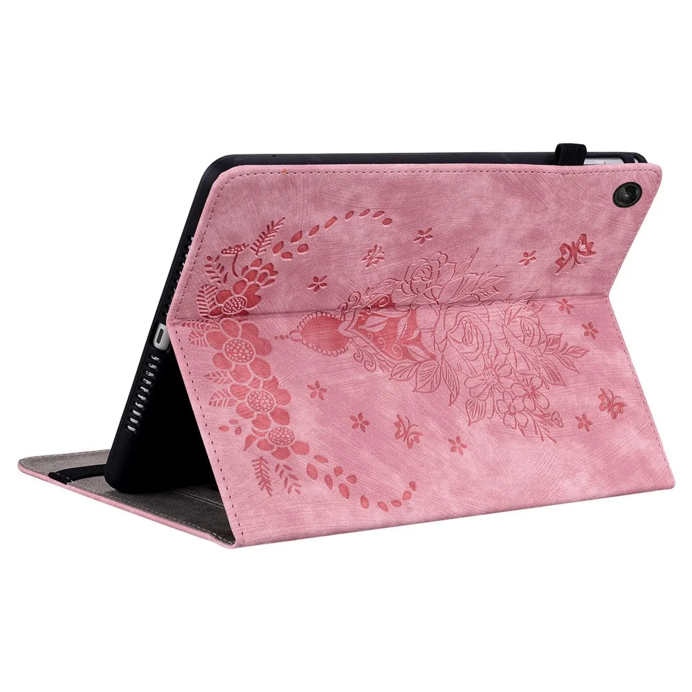 For Lenovo Tab M10 Plus (3rd Gen) / Xiaoxin Pad 2022 10.6 inch PU Leather Case Imprinted Design Stand Tablet Cover - Pink - 4