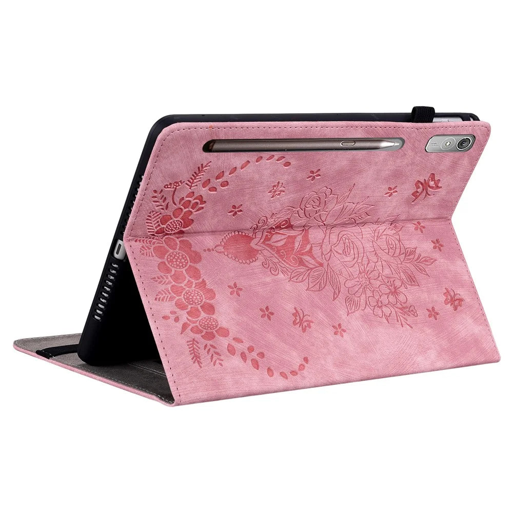 PU Leather Case for Lenovo Tab P11 Pro Gen 2 11.2" Folio Flip Imprinted Tablet Stand Cover - Pink - 4