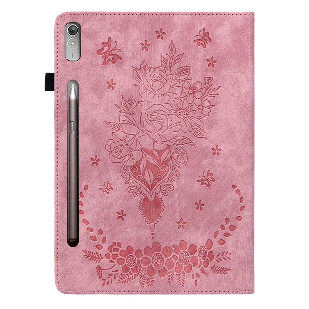 PU Leather Case for Lenovo Tab P11 Pro Gen 2 11.2" Folio Flip Imprinted Tablet Stand Cover - Pink - 7