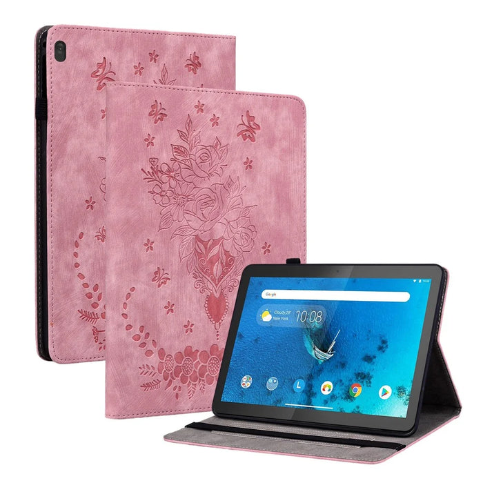 For Lenovo Tab M10 TB-X605L / TB-X605F / Tab M10 HD TB-X505F / TB-X505L Imprinted Stand Cover PU Leather Case - Pink - 1