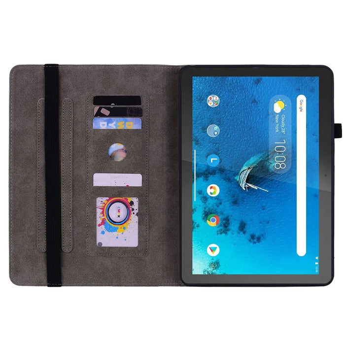 For Lenovo Tab M10 TB-X605L / TB-X605F / Tab M10 HD TB-X505F / TB-X505L Imprinted Stand Cover PU Leather Case - Pink - 2