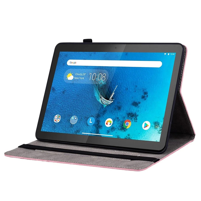 For Lenovo Tab M10 TB-X605L / TB-X605F / Tab M10 HD TB-X505F / TB-X505L Imprinted Stand Cover PU Leather Case - Pink - 3