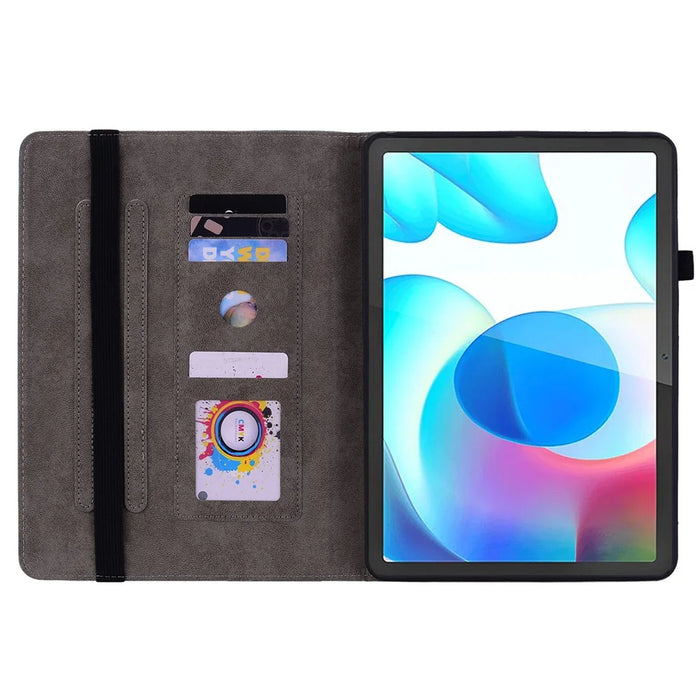 Imprinted PU Leather Tablet Cover for Realme Pad , Card Slots Stand Tablet Protective Case - Pink - 2