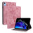 For Realme Pad X Card Holder Tablet Case Imprinted PU Leather Stand Protective Cover - Pink - 1