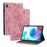 Card Slots Tablet Case for Realme Pad Mini , Imprinted PU Leather Stand Full Protection Cover - Pink - 1