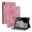 PU Leather Stand Tablet Case for Nokia T20 , Imprinted Card Holder Full Protection Tablet Cover - Pink - 1