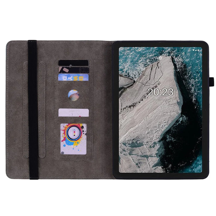 PU Leather Stand Tablet Case for Nokia T20 , Imprinted Card Holder Full Protection Tablet Cover - Pink - 2