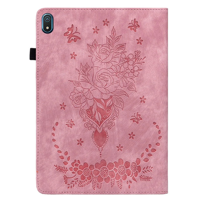 PU Leather Stand Tablet Case for Nokia T20 , Imprinted Card Holder Full Protection Tablet Cover - Pink - 7