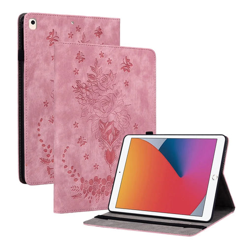 For iPad 10.2 (2019) / (2020) / (2021) / iPad Air 10.5 inch (2019) Smart Tablet Case PU Leather Stand Imprinted Cover - Pink - 1
