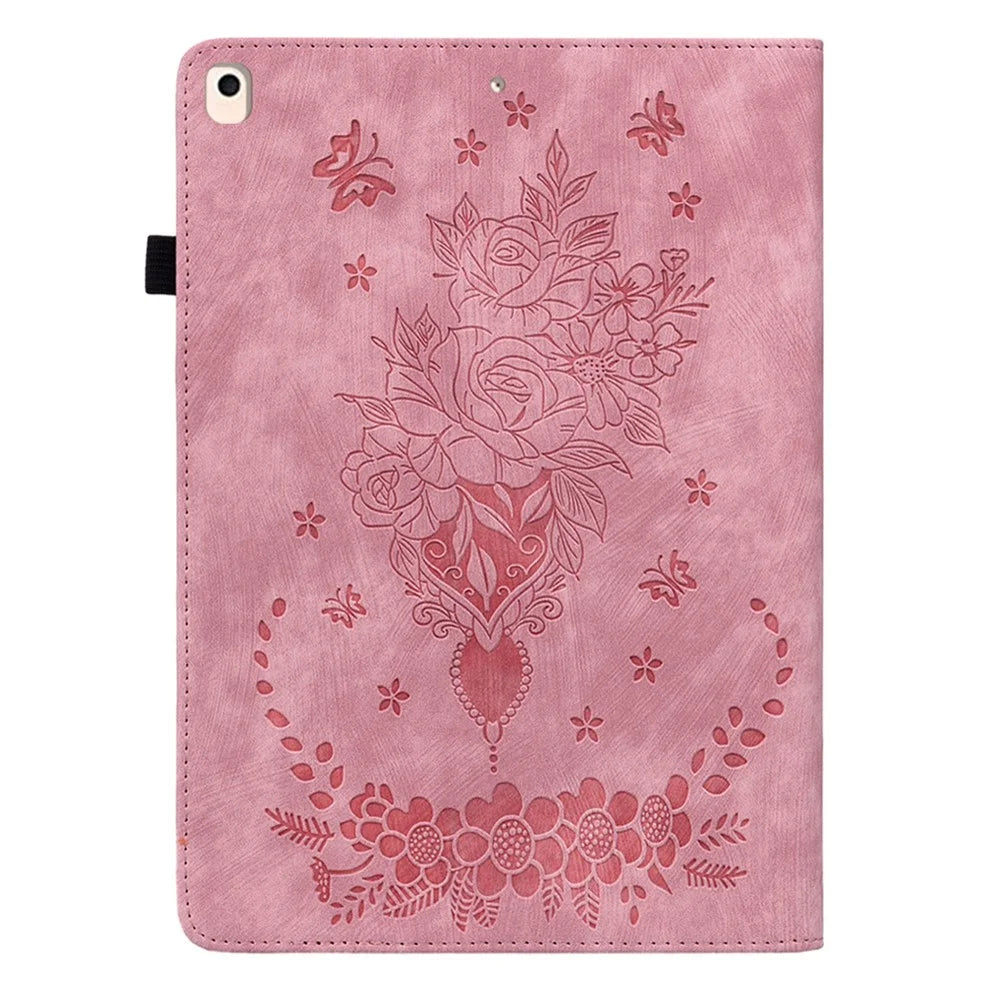 For iPad 10.2 (2019) / (2020) / (2021) / iPad Air 10.5 inch (2019) Smart Tablet Case PU Leather Stand Imprinted Cover - Pink - 7