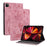 For iPad Air 11 (2026) / (2025) / (2024) / Pro 11 (2018) / (2020) / (2021) / (2022) / Air (2022) / (2020) Imprinted Leather Stand Case - Pink - 1