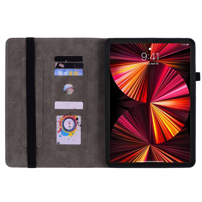 For iPad Air 11 (2026) / (2025) / (2024) / Pro 11 (2018) / (2020) / (2021) / (2022) / Air (2022) / (2020) Imprinted Leather Stand Case - Pink - 2