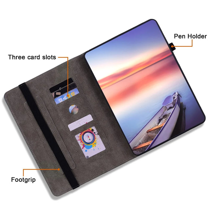 For iPad (2025) / 10.9 (2022) PU Leather Stand Case Butterfly Rose Imprinted Card Holder Tablet Cover - Pink - 6