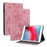 For iPad Mini / Mini 2 / mini 3 / mini 4 / mini (2019) 7.9 inch PU Leather Card Holder Stand Case Imprinted Tablet Anti-drop Cover - Pink - 1