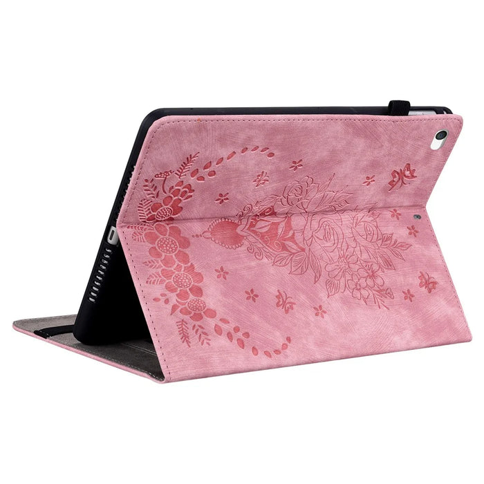 For iPad Mini / Mini 2 / mini 3 / mini 4 / mini (2019) 7.9 inch PU Leather Card Holder Stand Case Imprinted Tablet Anti-drop Cover - Pink - 4