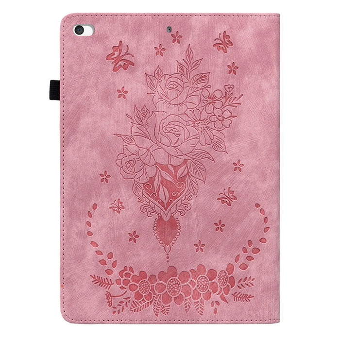 For iPad Mini / Mini 2 / mini 3 / mini 4 / mini (2019) 7.9 inch PU Leather Card Holder Stand Case Imprinted Tablet Anti-drop Cover - Pink - 7