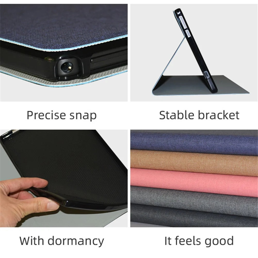 For Blackview Tab 11 SE Business PU Leather Tablet Case Folio Stand Inner TPU Cover - Grey - 6