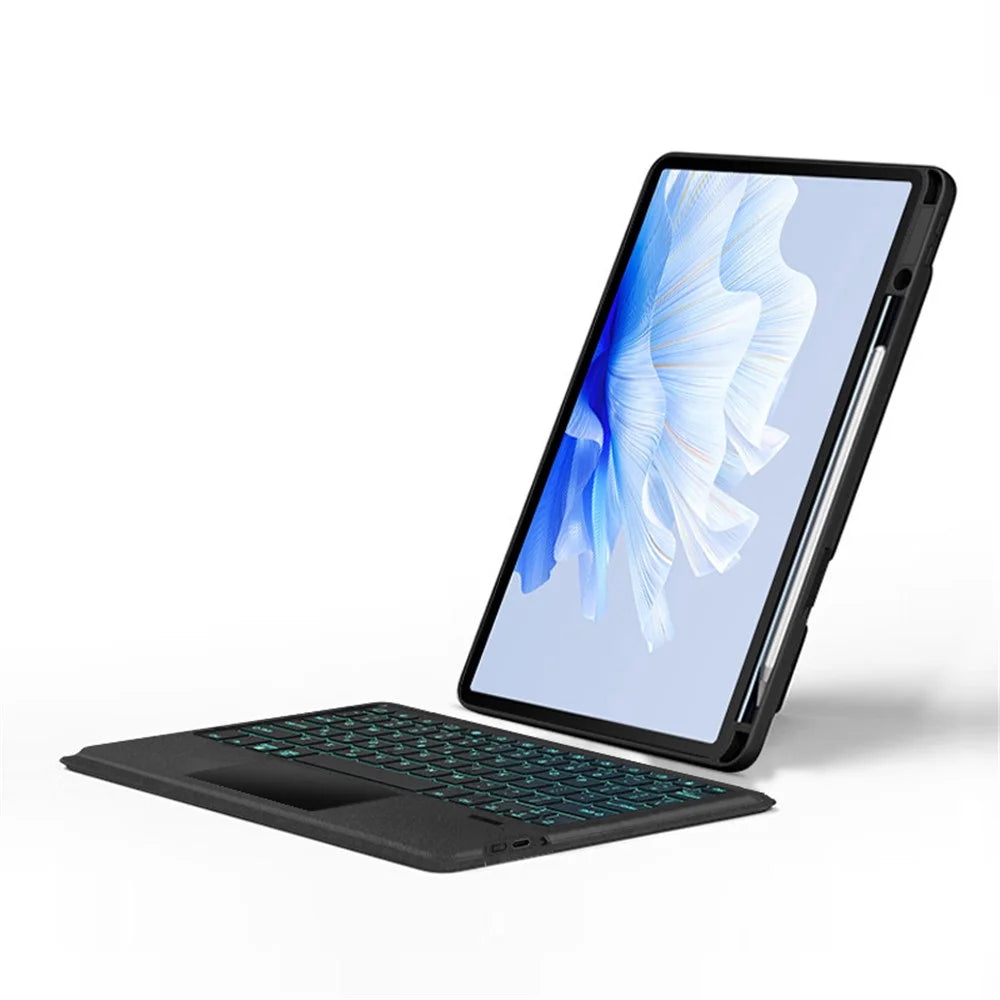For Huawei MatePad Air 11.5 inch (2023) Leather Case + Bluetooth-compatible Keyboard with Backlight Trackpad - Black - 2