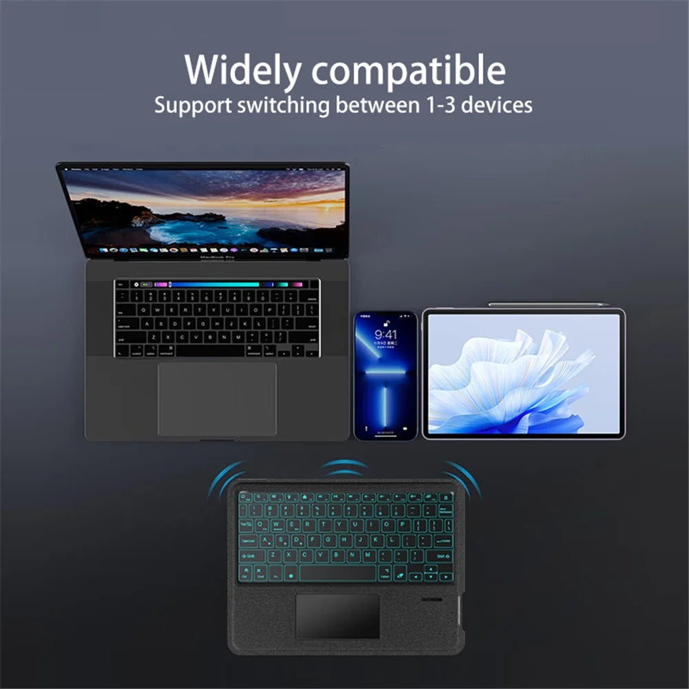For Huawei MatePad Air 11.5 inch (2023) Leather Case + Bluetooth-compatible Keyboard with Backlight Trackpad - Black - 4