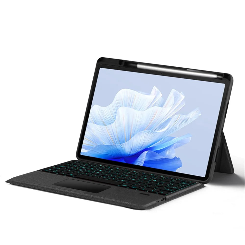 For Huawei MatePad Air 11.5 inch (2023) Leather Case + Bluetooth-compatible Keyboard with Backlight Trackpad - Black - 6