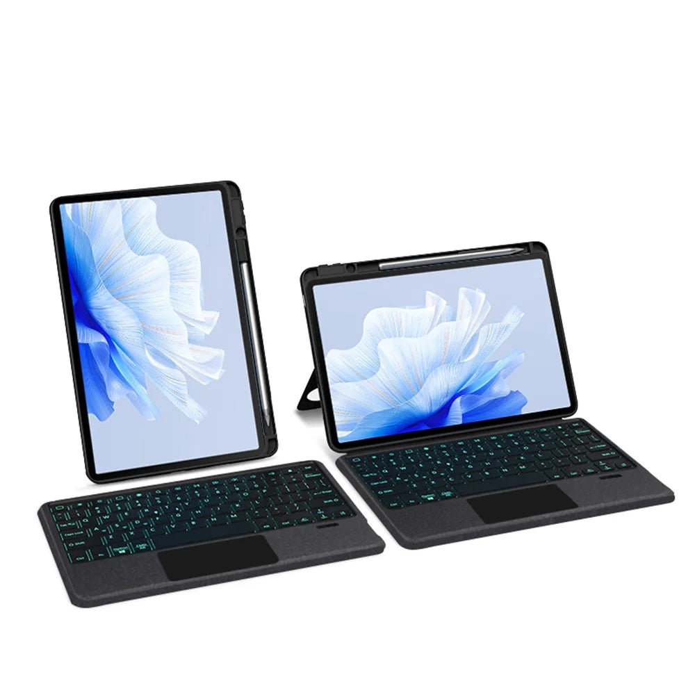 For Huawei MatePad Air 11.5 inch (2023) Leather Case + Bluetooth-compatible Keyboard with Backlight Trackpad - Black - 7