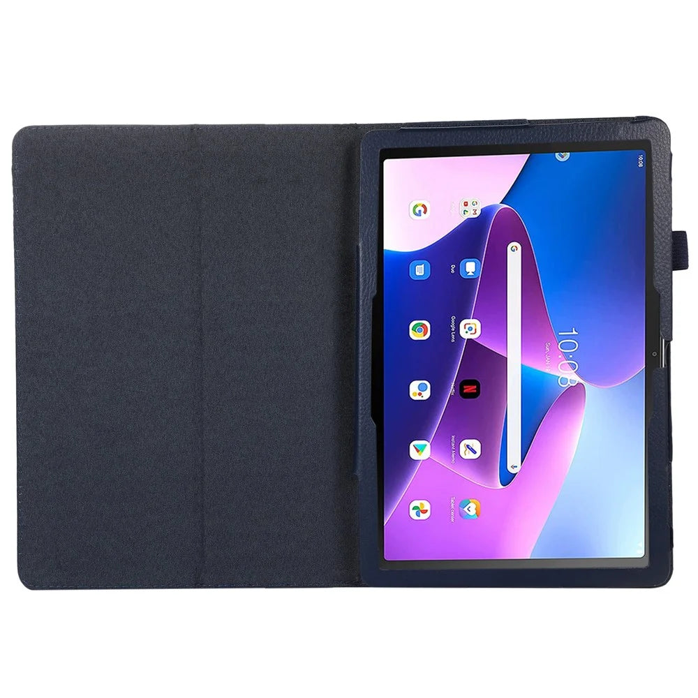 For Lenovo Tab M10 (Gen 3) Litchi Texture PU Leather Case Full Protection Stand Tablet Cover - Dark Blue - 2
