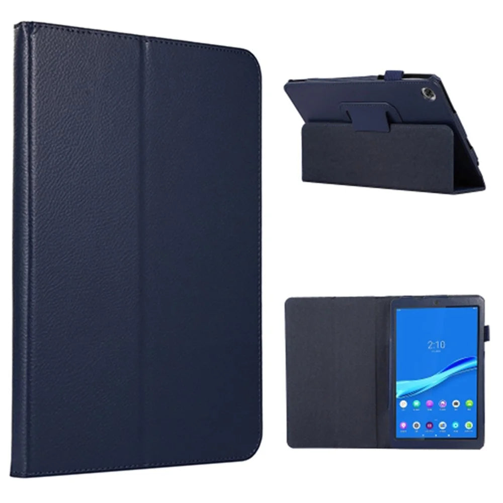 PU Leather Flip Cover for Lenovo Tab M8 (4th Gen) 2024 TB-301XU / M8 (4th Gen) 2023 TB-300FU Litchi Texture Tablet Case Stand - Dark Blue - 1