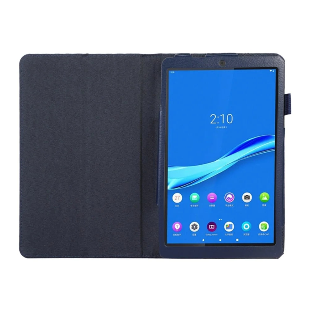 PU Leather Flip Cover for Lenovo Tab M8 (4th Gen) 2024 TB-301XU / M8 (4th Gen) 2023 TB-300FU Litchi Texture Tablet Case Stand - Dark Blue - 2