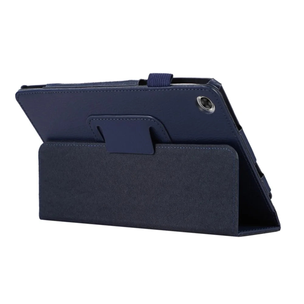 PU Leather Flip Cover for Lenovo Tab M8 (4th Gen) 2024 TB-301XU / M8 (4th Gen) 2023 TB-300FU Litchi Texture Tablet Case Stand - Dark Blue - 3