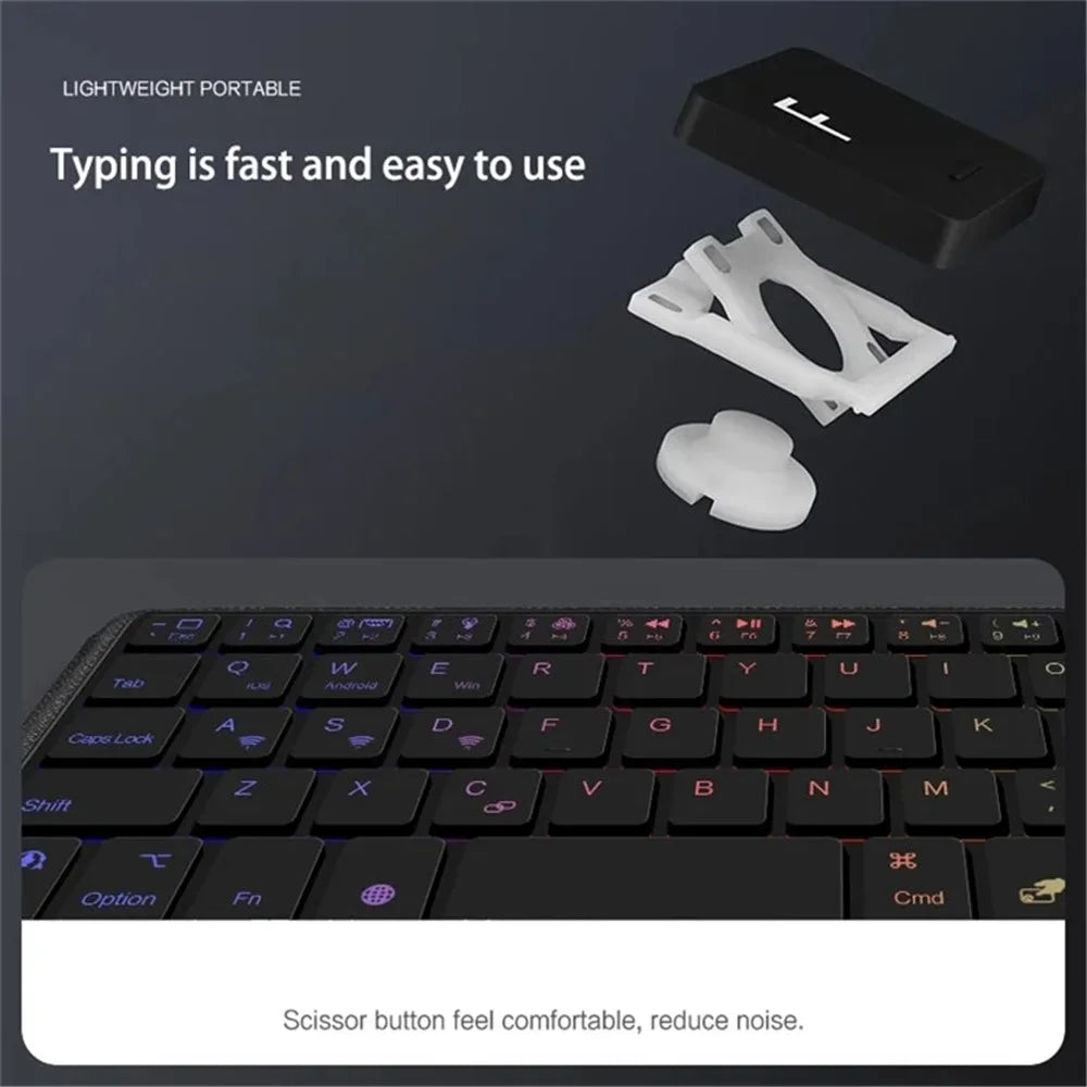 For iPad mini (2021) Leather Case + Bluetooth-compatible Keyboard with Backlight Trackpad - Black - 5