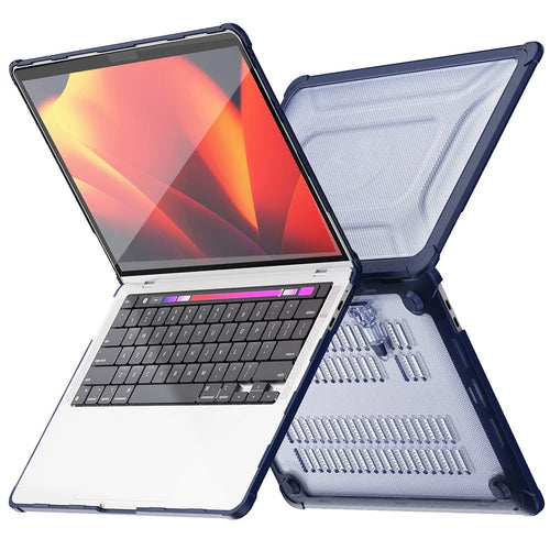 For MacBook Pro 13 inch (2018) / (2020) / (2022) (A2338 M1 / M2 A2289 A2251 A2159 A1989 A1706 A1708) PC+TPU Laptop Case - Navy Blue - 1