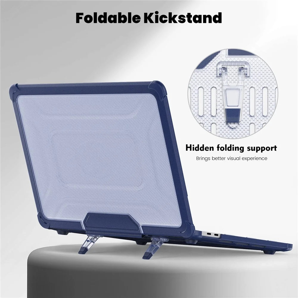 For MacBook Pro 13 inch (2018) / (2020) / (2022) (A2338 M1 / M2 A2289 A2251 A2159 A1989 A1706 A1708) PC+TPU Laptop Case - Navy Blue - 3
