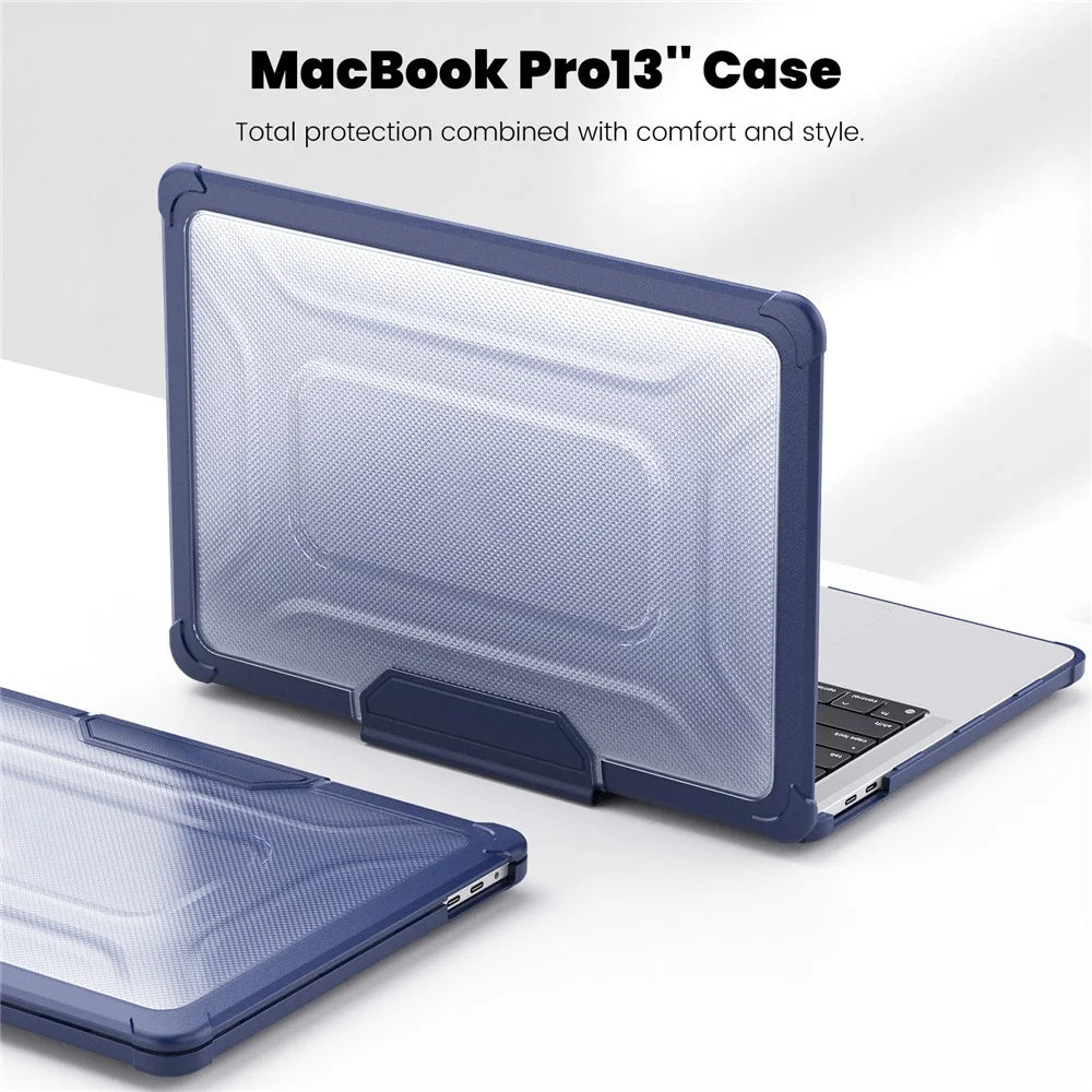 For MacBook Pro 13 inch (2018) / (2020) / (2022) (A2338 M1 / M2 A2289 A2251 A2159 A1989 A1706 A1708) PC+TPU Laptop Case - Navy Blue - 4