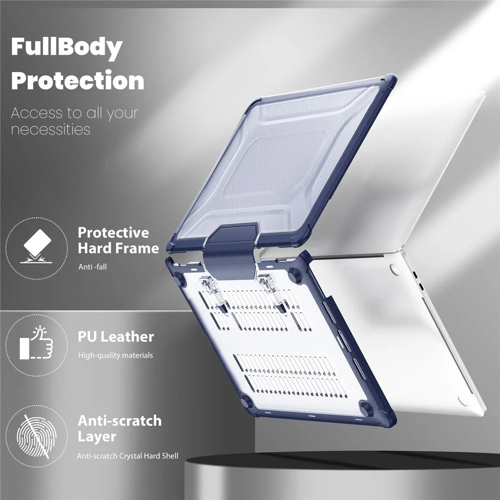 For MacBook Pro 13 inch (2018) / (2020) / (2022) (A2338 M1 / M2 A2289 A2251 A2159 A1989 A1706 A1708) PC+TPU Laptop Case - Navy Blue - 5