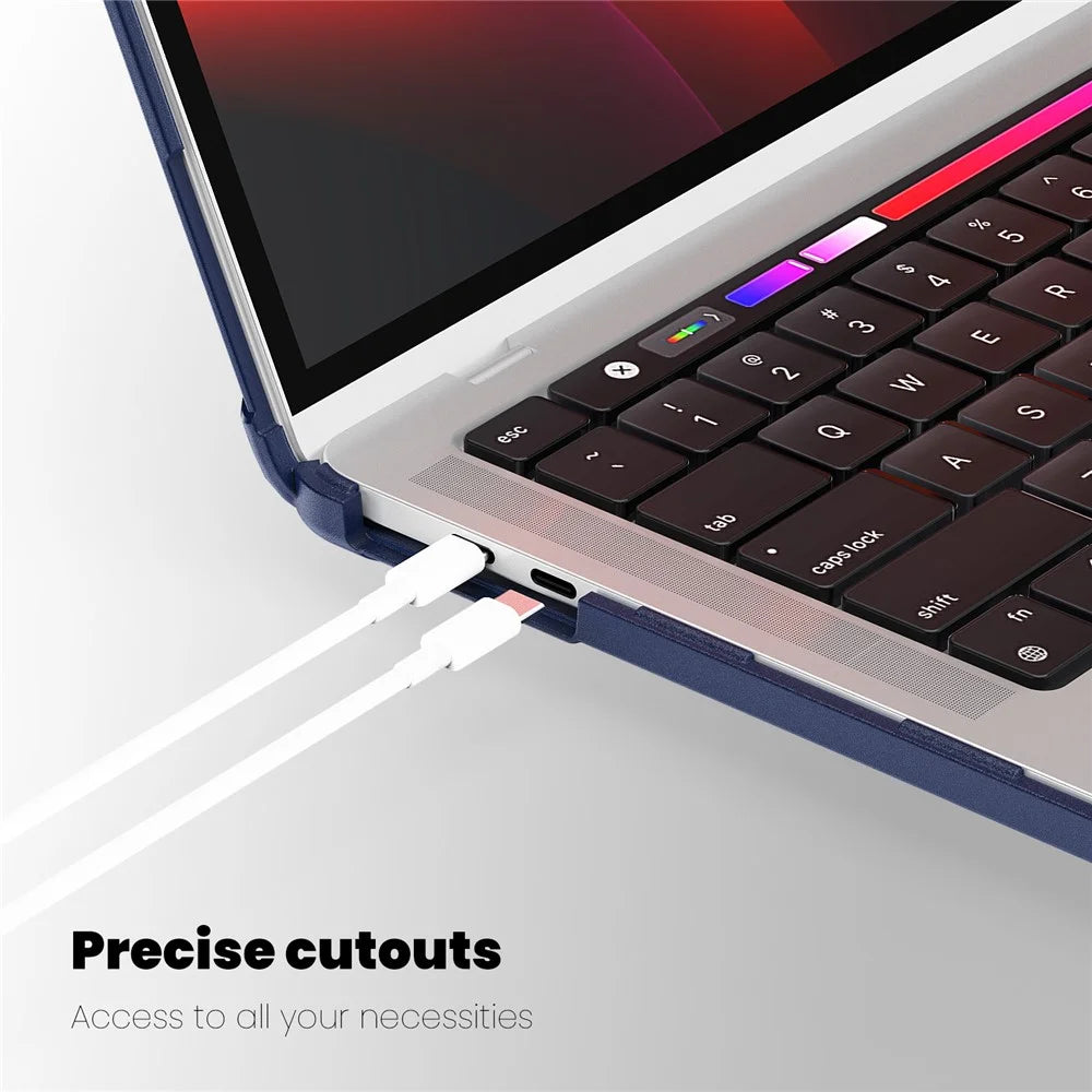 For MacBook Pro 13 inch (2018) / (2020) / (2022) (A2338 M1 / M2 A2289 A2251 A2159 A1989 A1706 A1708) PC+TPU Laptop Case - Navy Blue - 6