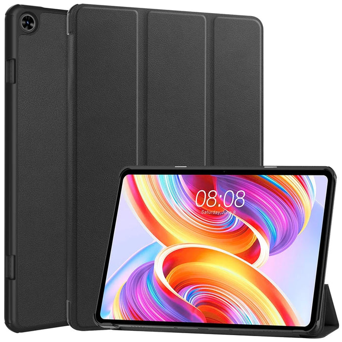 For Teclast T50 Tri-fold Stand Shell Auto Sleep  /  Wake Tablet Case PU Leather Full Protective Cover - Black - 1
